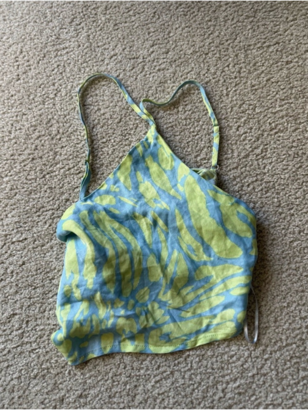 Bershka Yellow & Light Blue Tie-Dye Halter Camisole y2k sexy
